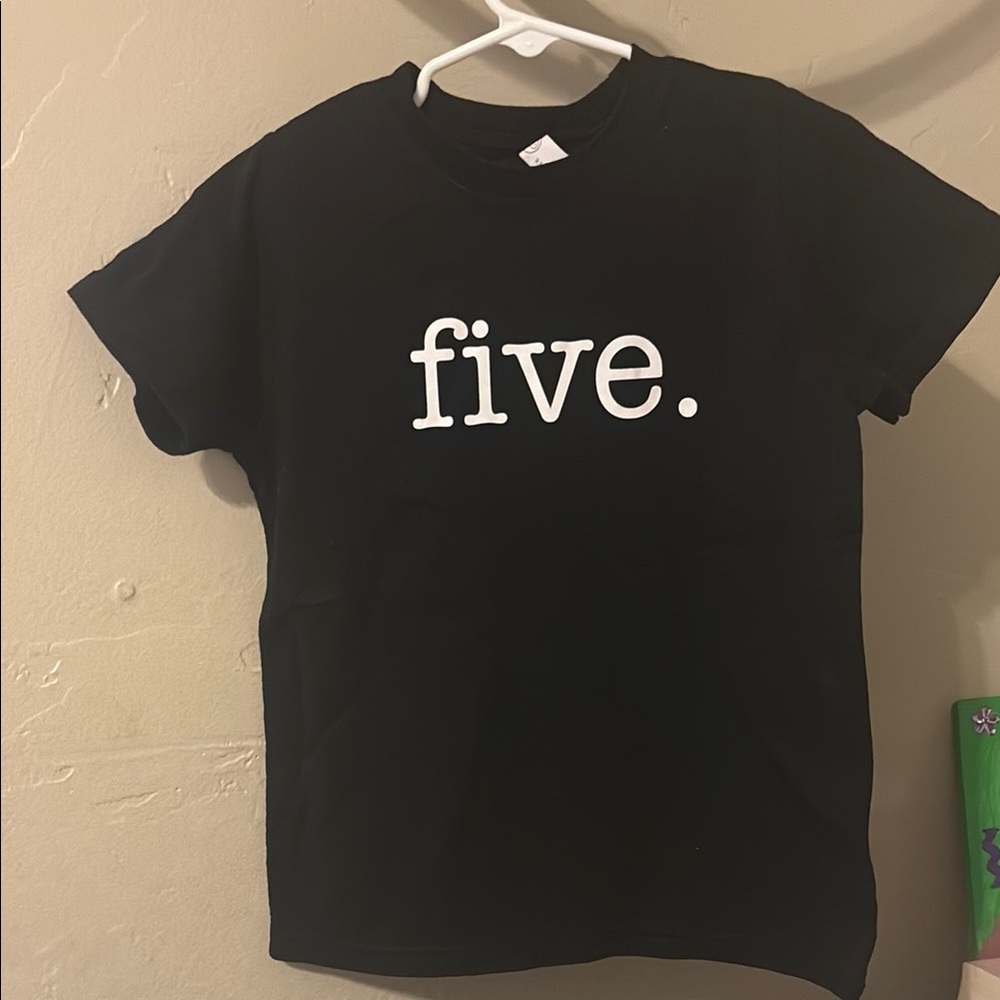 Rabbit Skins Black Short Sleeve Tee with 'five.' Print